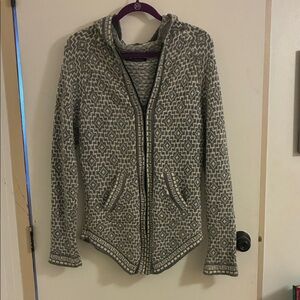 Gamboa Gray Patterned Alpaca Wool Women's Zip-Up Sweater